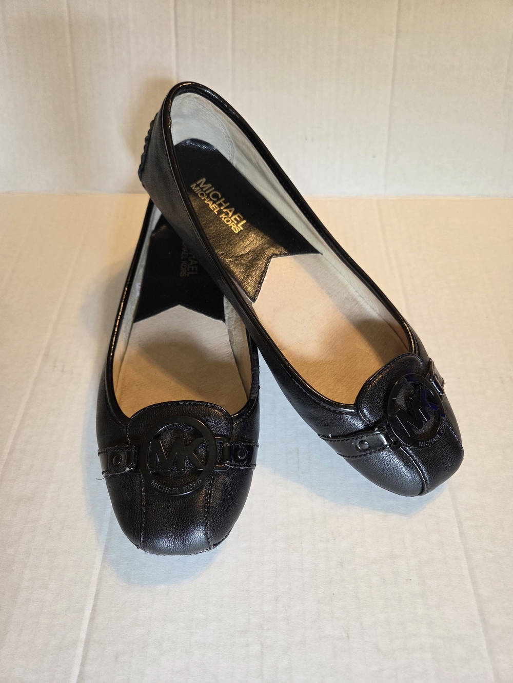 Michael Kors Women's Black Leather Logo Ballet Flats Size 8.5